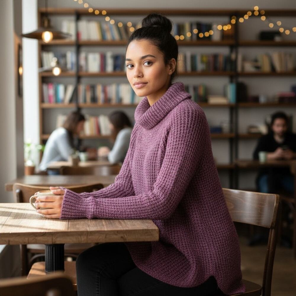 Free People Purple Soft Knit Oversized Pullover Sweater, S - Picture 2 of 11